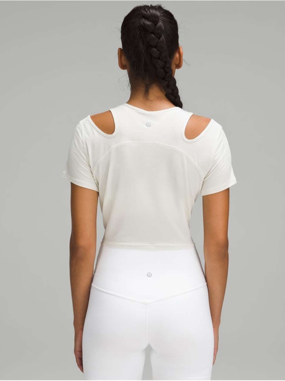 NWT Lululemon Shoulder Cut Out Yoga T Shirt Bone Size 12 Activewear Athleisure - Picture 2 of 11